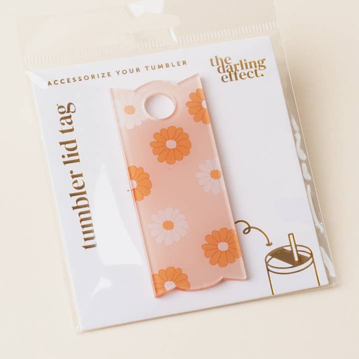 The Darling Effect - Wholesale Drink Lids - Tumbler Lid Tag-Darling Daisy Tan