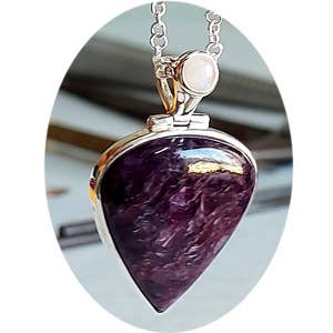 Ciondolo in pietra d'argento - Charolite e pietra di luna per la vendita all'ingrosso da parte di Crystal Earth Sterling