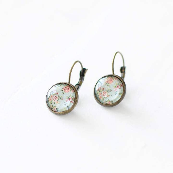 Juju Treasures - Wholesale Knopjes/oorstekers - Oorbellen in mint en roze roos4