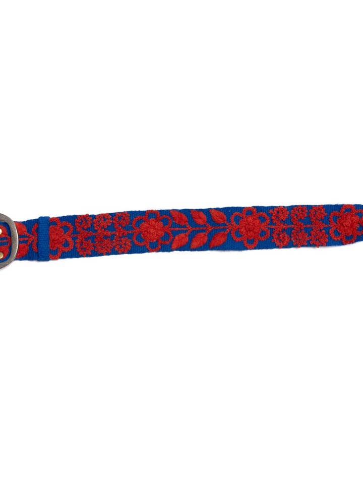 Cinturón bordado a mano azul y rojo para venta al por mayor de Madeline Parks®