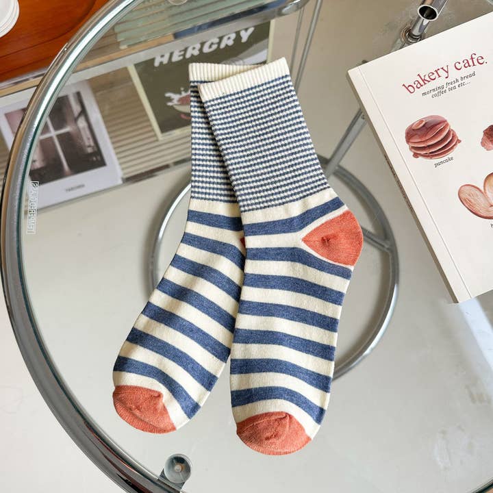 ACCITY - Wholesale Socks - Women's - Stripe Pattern Cotton Crew Socks for Womens_CWMS09032