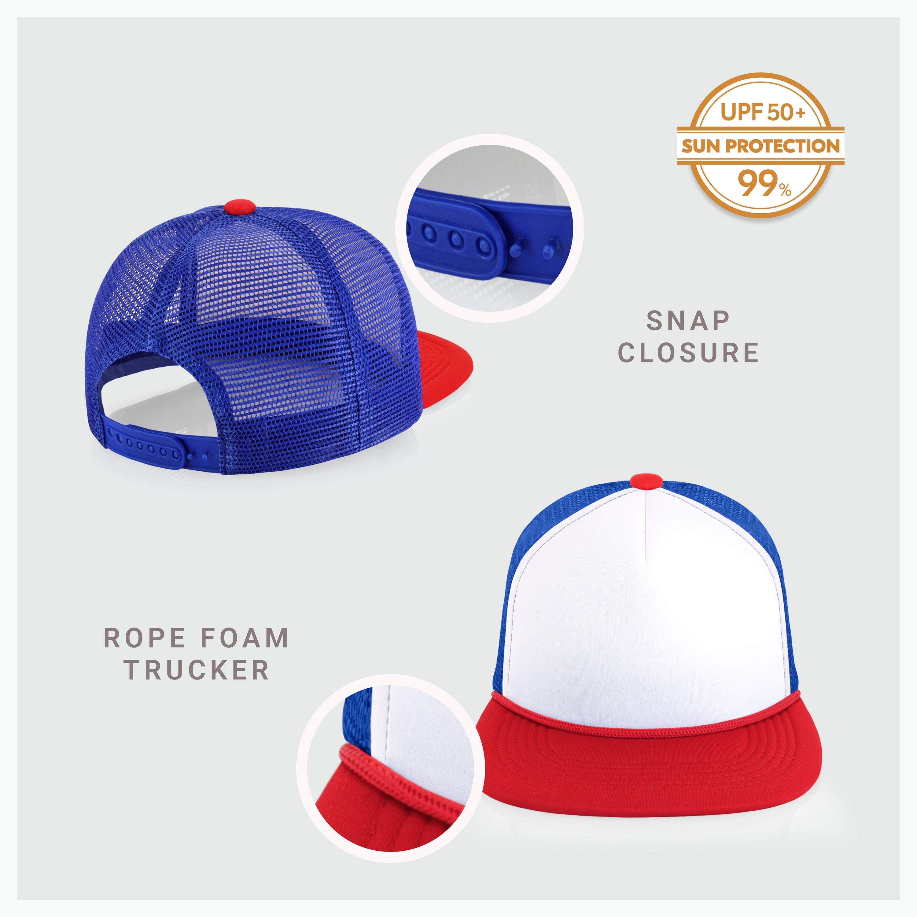 ChoKoLids - Wholesale Trucker Hat - Men's - CHOK.LIDS Plain Two-tone Foam Trucker Flat Bill Cap with Rop21