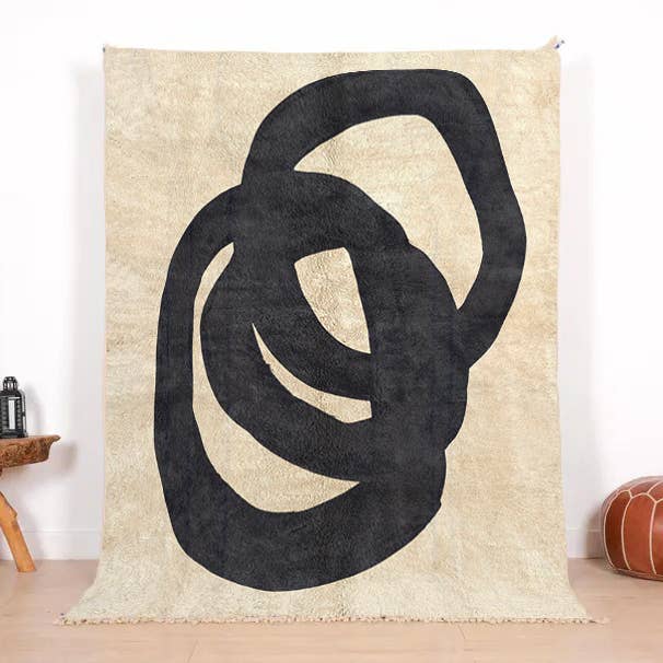 Handmade Moroccan Rug – Bold Black Abstract Design for wholesale by woolsouk ( We handle U.S. import procedures for you )