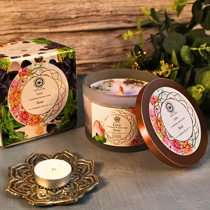 Green Tree - Wholesale Jar/Filled Candle - Green Tree Gemstone Scented Candle Love Rose 256g2