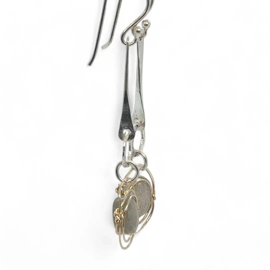 Art by any Means Jewelry - Vente Boucles d'oreilles pendantes - Boucles d'oreilles Labradorite Planétaire E833114