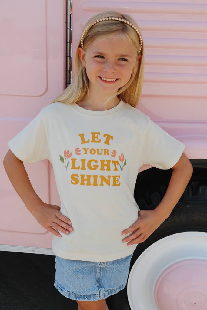 Crowned Free - Vendita all'ingrosso Maglietta serigrafata - Bambini - Maglietta Bambini "Lascia che la tua Luce Brilli" - Pesca7