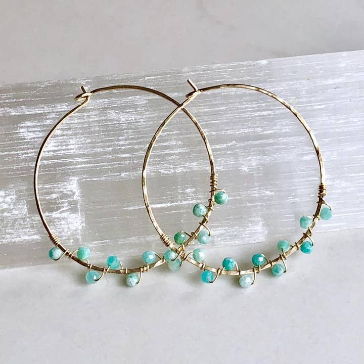 Bonnie Boardman Jewelry - Wholesale Hoop Earrings - Amazonite Hoop Earrings0