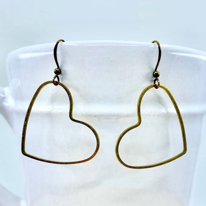 BMR - Wholesale Dangle Earrings - Brass Open Heart Earrings0