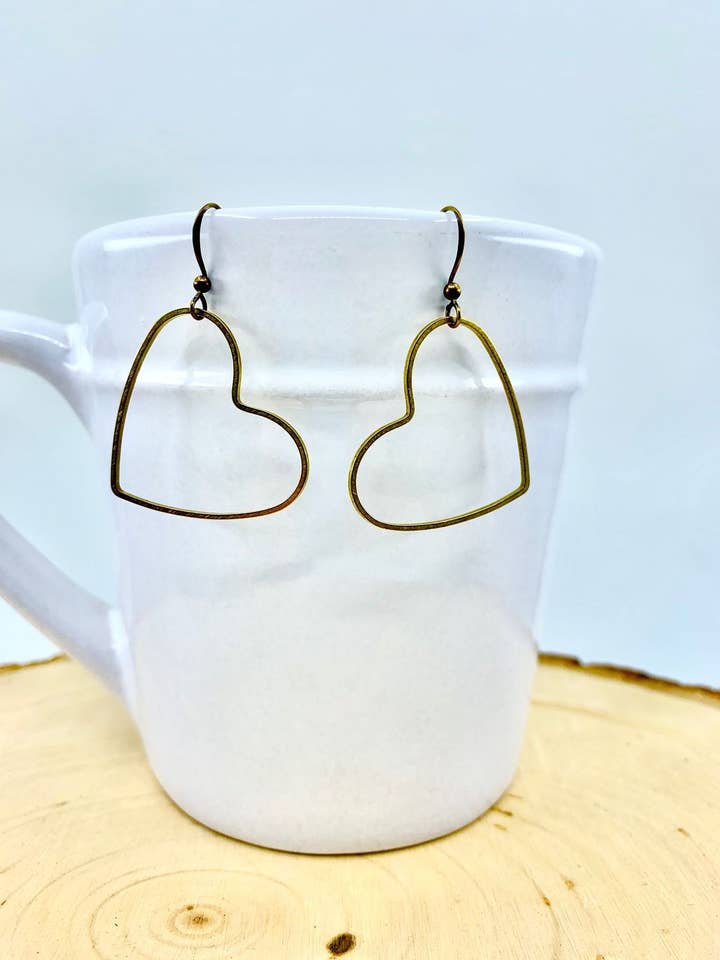 Brass Open Heart Earrings for wholesale by BMR