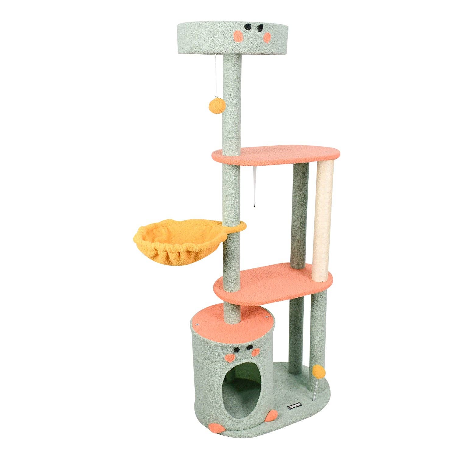 Jespet - Wholesale Pet Scratcher - Cat - GOOPAWS 3-Tier Faux Fur Cat Tree & Condo with Hammock, Green, 58.7''2