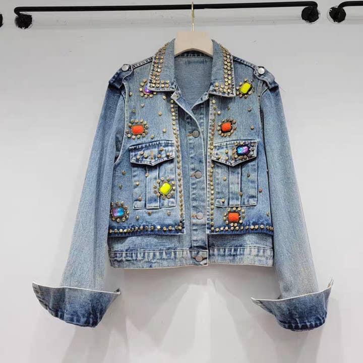 JK036 Chic Gemstone Denim Jacket - Versatile Fashion for wholesale by Productseeker