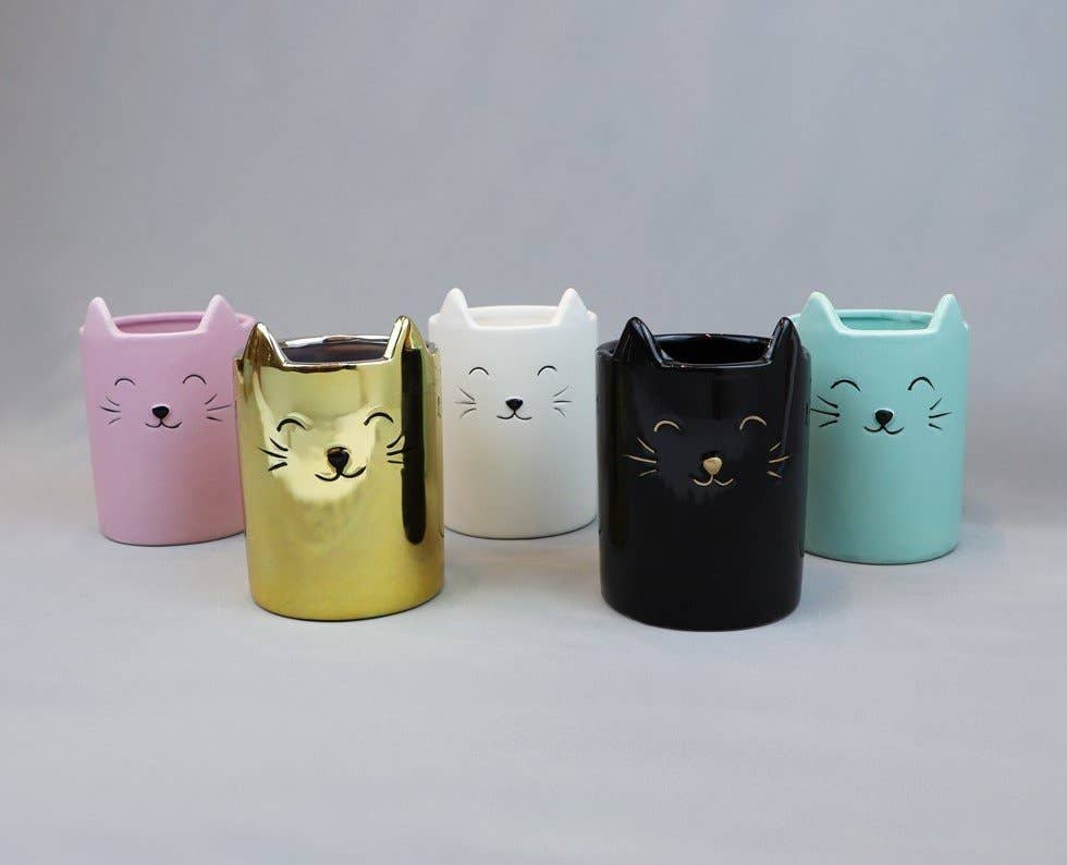 Isaac Jacobs International – wholesale Tandborsthållare – Isaac Jacobs keramikhållare och organizer för sminkborstar i form av katt3