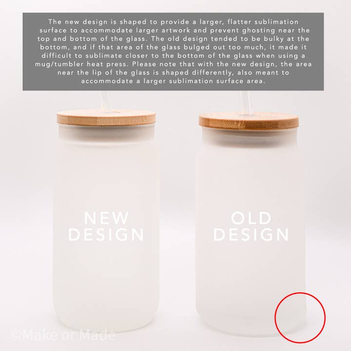 Make or Made - Wholesale Drinking Glass/Cup - 15oz Sublimation Frosted Glass Can With Bamboo Lid & Straw