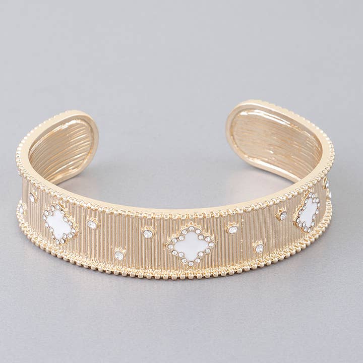 GD Bejeweled Clover Open Cuff Bracelet for wholesale on Faire