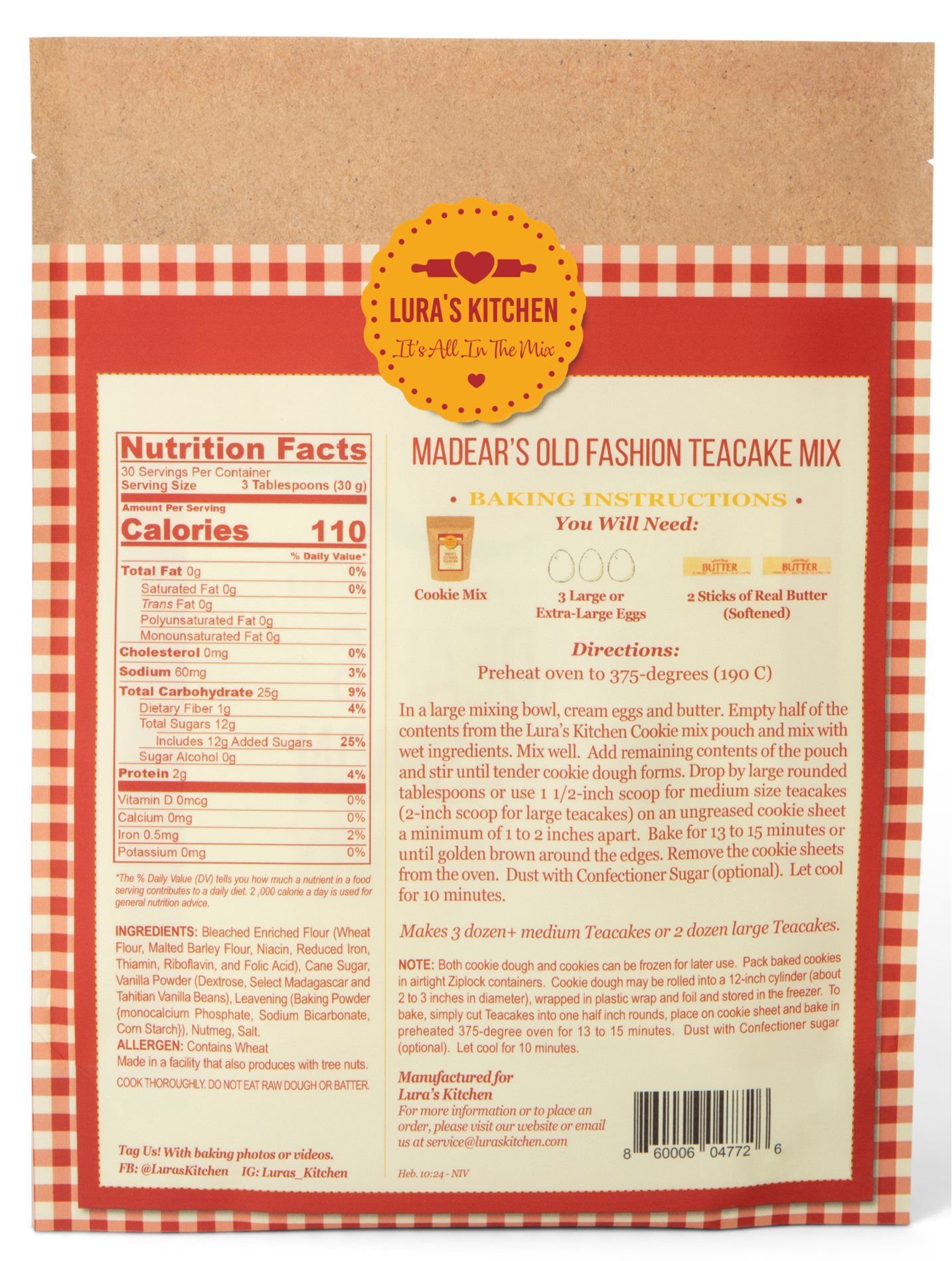 Lura's Kitchen – wholesale Biscuit mix – Madear's Old Fashion Teacake (Wholesale1