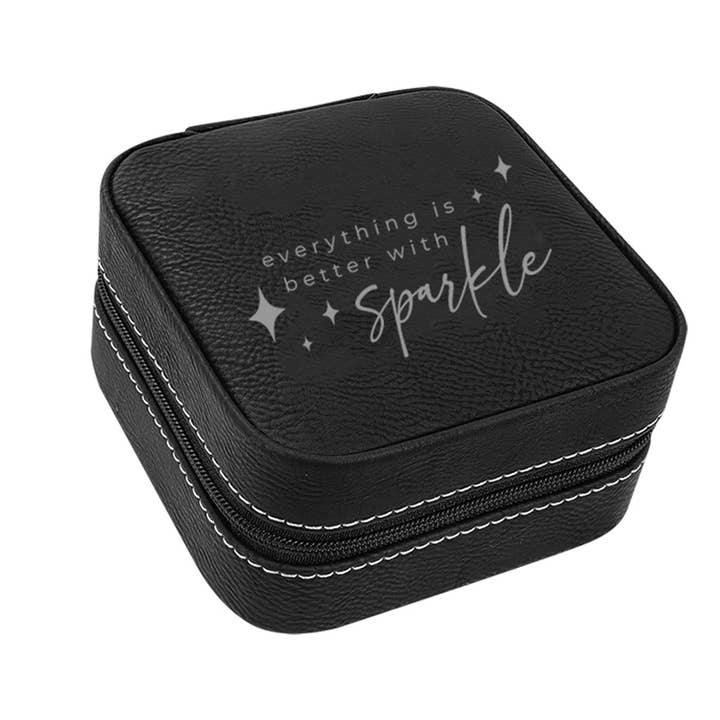 Everything is Better With Sparkle Black Jewelry Case for wholesale by Viv&Lou