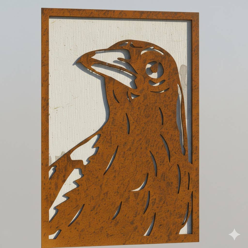 vidh imports - Wholesale Garden gnome - Framed Magpie Metal Wall Art Home Garden Lasercut Sculpture 2