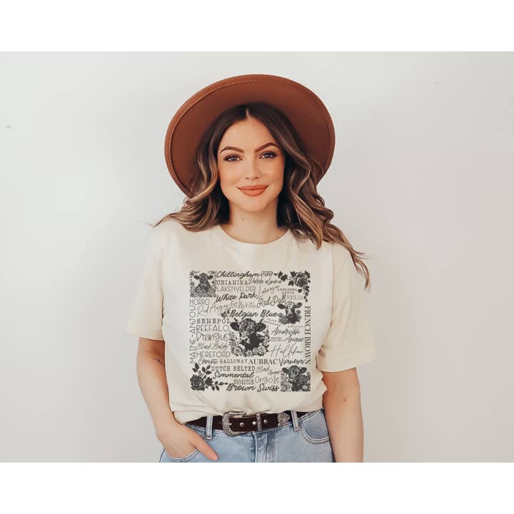 Cow Subway Art Graphic Tee | Farm Western Wear Cow Shirt for wholesale by Amy Anne Apparel Inc