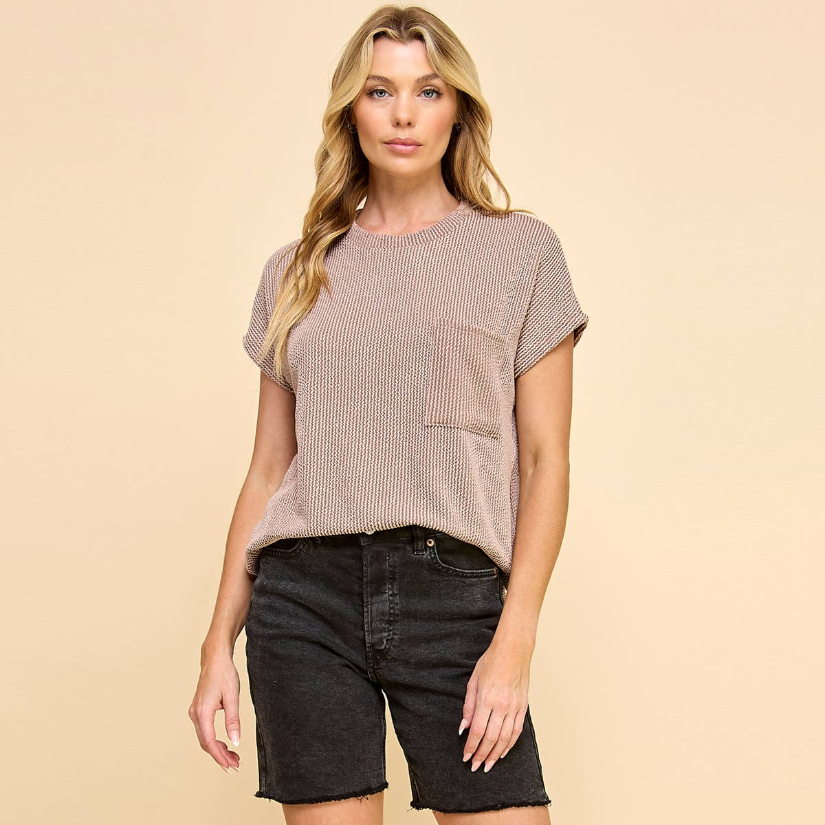 Les Amis - Wholesale Knit Top - Women's - Solid Ribbed Top with Pockets10