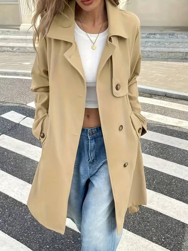 Khaki Effortless Essential lightweight trench coat for wholesale on Faire11