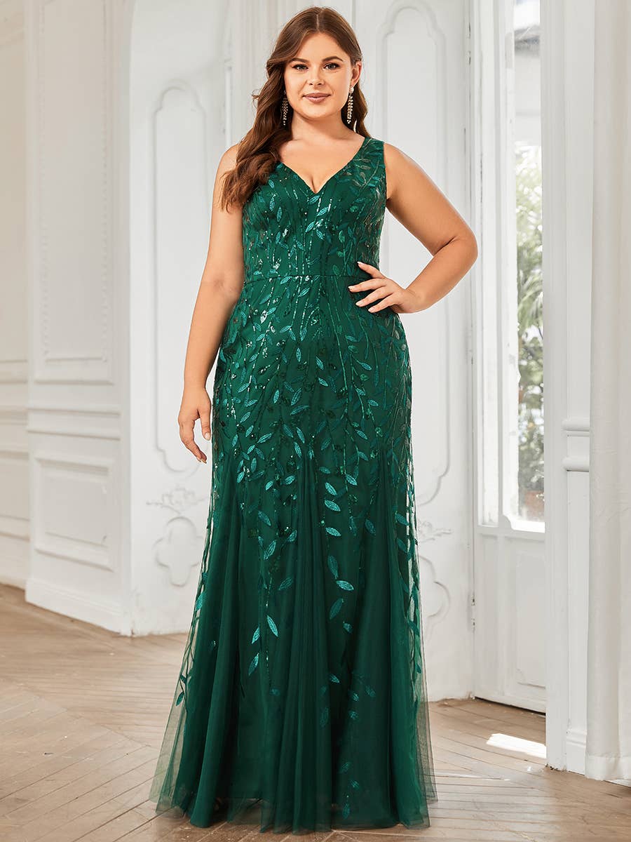 Ever-Pretty - Wholesale Dress - Women's - Plus Size Sequin Fishtail Evening Dress3