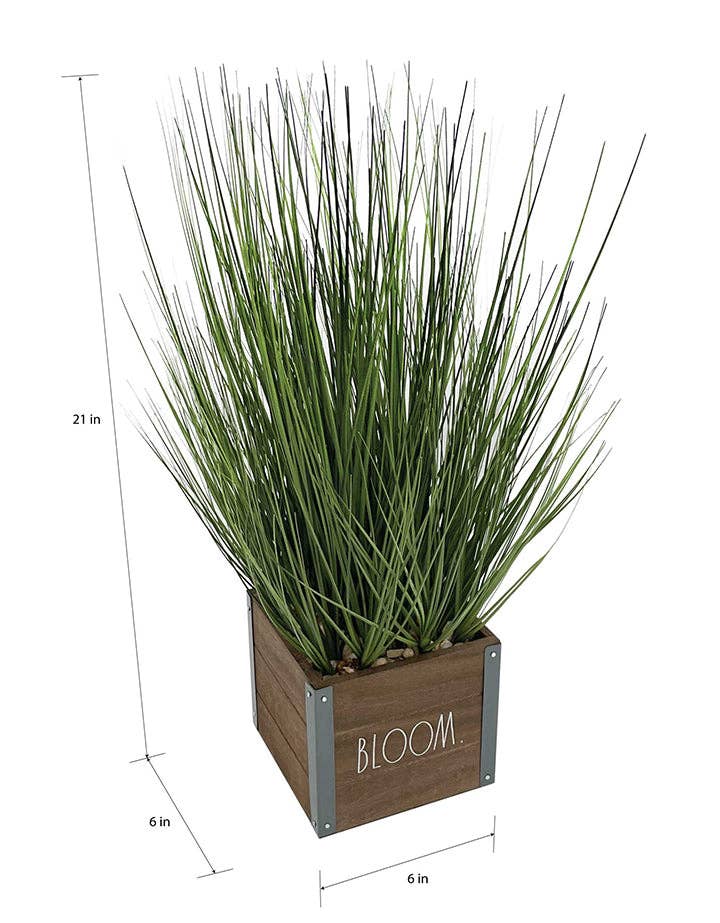DesignStyles Home - Wholesale Artificial Plant - Rae Dunn “Bloom” Artificial Grass Plants with Wooden Planter2