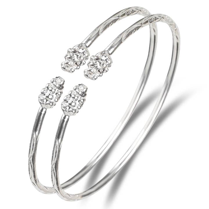 Bedre Smykker Drueklase Ender .925 Sterling Sølv Vestindiske Armbånd, 1 par for engroshandel hos Better Jewelry