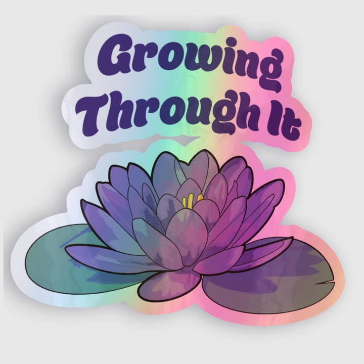 Lotus Affirmation Holographic Sticker for wholesale by Taylor McManus Illustration