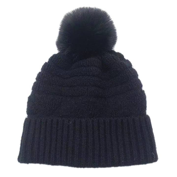 Fashion City – wholesale Mössa - Dam – Lurvig mössa med Pom-pom