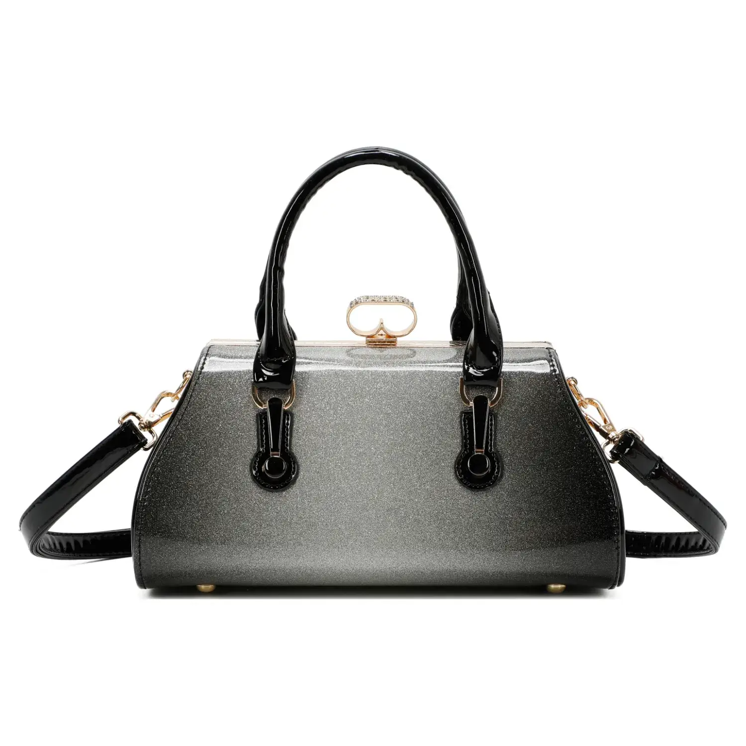 Superbia – wholesale Top handle bag – women's – Superbia Medium Two Toned Diamante Clasp Opening Patent Bag1