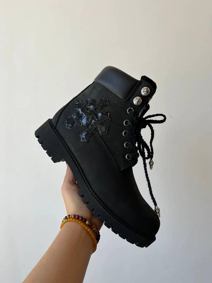 Black Ghost chrome boots for wholesale by archive attire