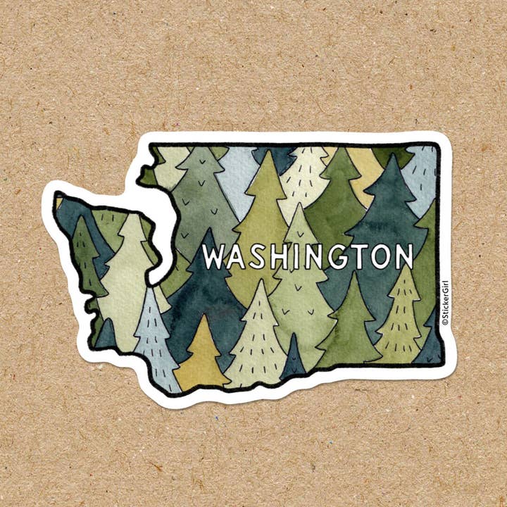 Washington State Trees Vinyl Sticker for wholesale by Sticker Girl
