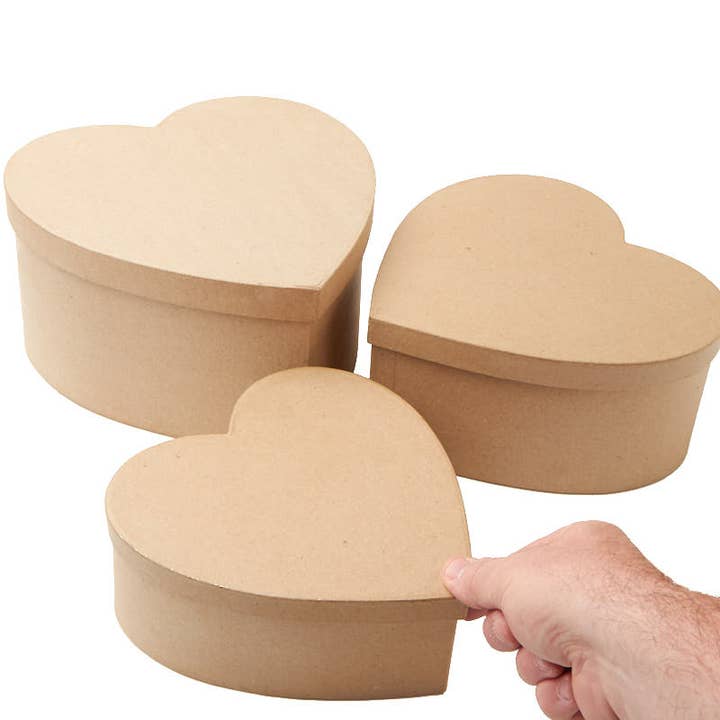 Factory Direct Craft - Wholesale Gift Box - Premade 3-Piece Nested Paper Mache Heart Box Set4