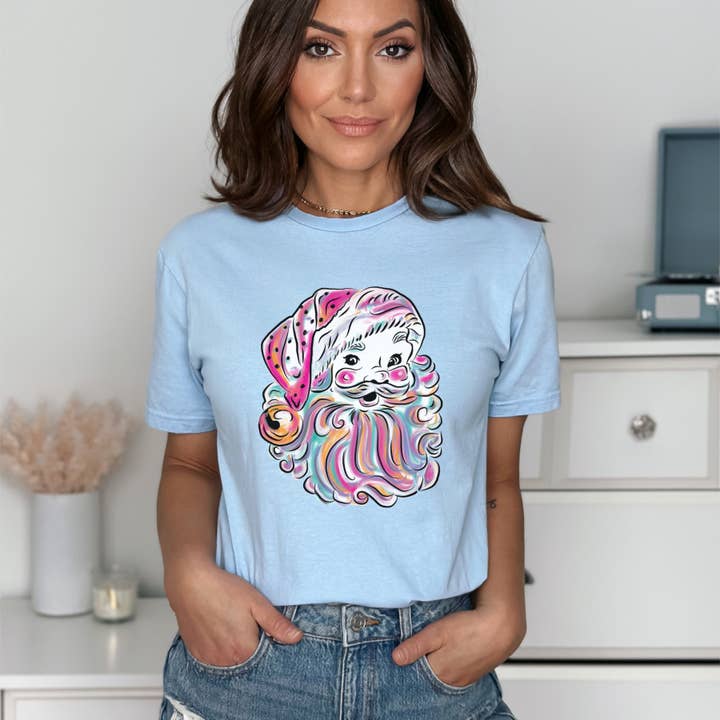 Santa Pastel Watercolor Shirt for wholesale by MidWest Tees