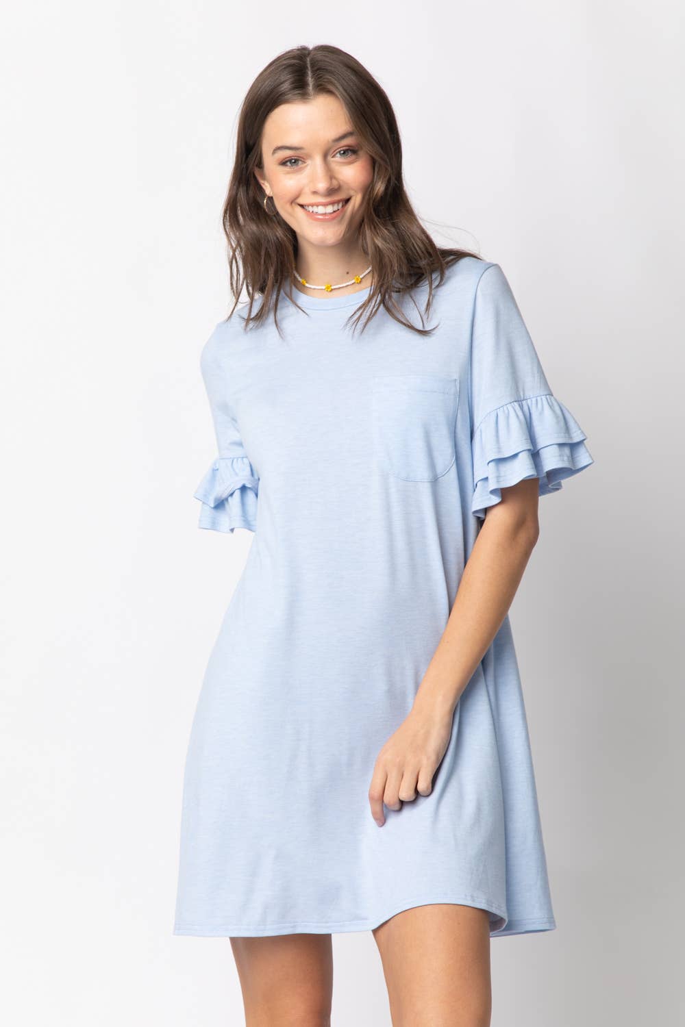 VERY J - Wholesale Dress - Women's - ND30255-French Terry Pocket Tee Shirt Dress14