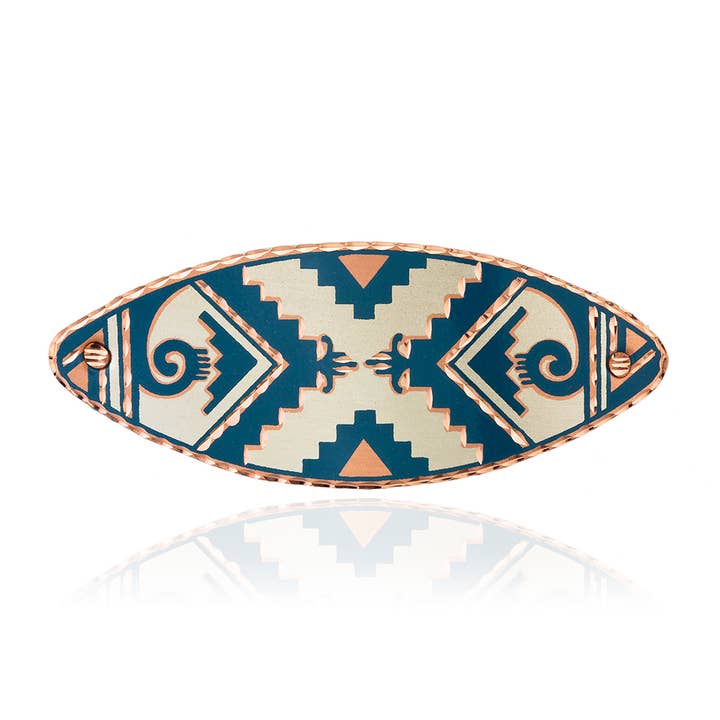 HR 708BL Denim Blue Native Copper Hair Clips for wholesale by COPPER ARTS INC.