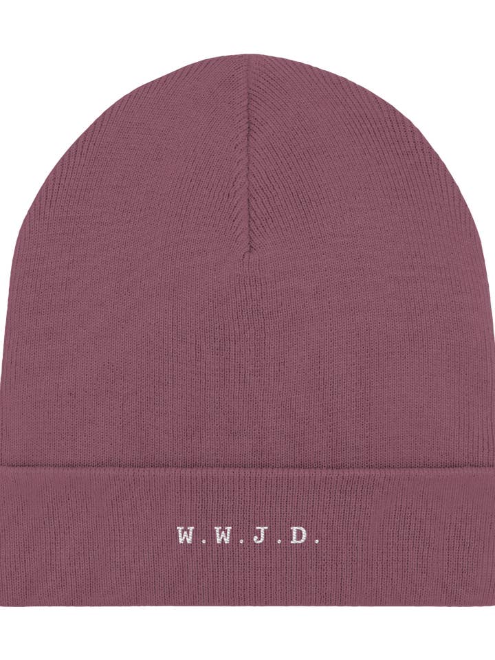 Gorro orgánico de canalé WWJD con diseño bordado para venta al por mayor de TRAG DIE BOTSCHAFT