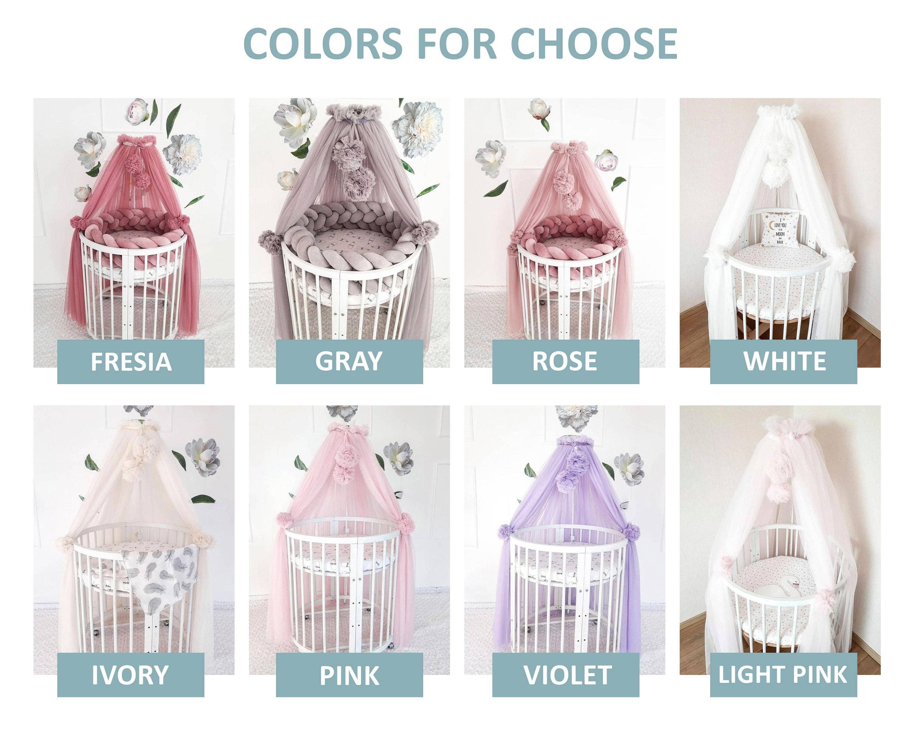 Allbright Kids - Wholesale Bed canopy – Child & baby - Canopy Bed tulle for nursery / Kids hanging tent for bedroom / Princess playhouse / Pom Pom canopy9