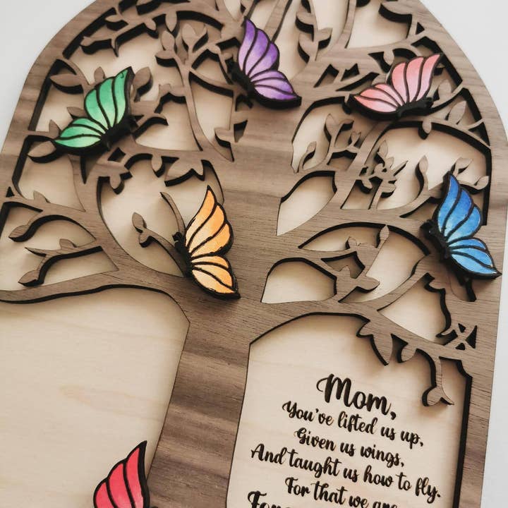 Quadro de Mensagem de Amor para Mãe com Árvore/Presentes Dia da Mãe com Borboletas por atacado de Harshis Custom Decor