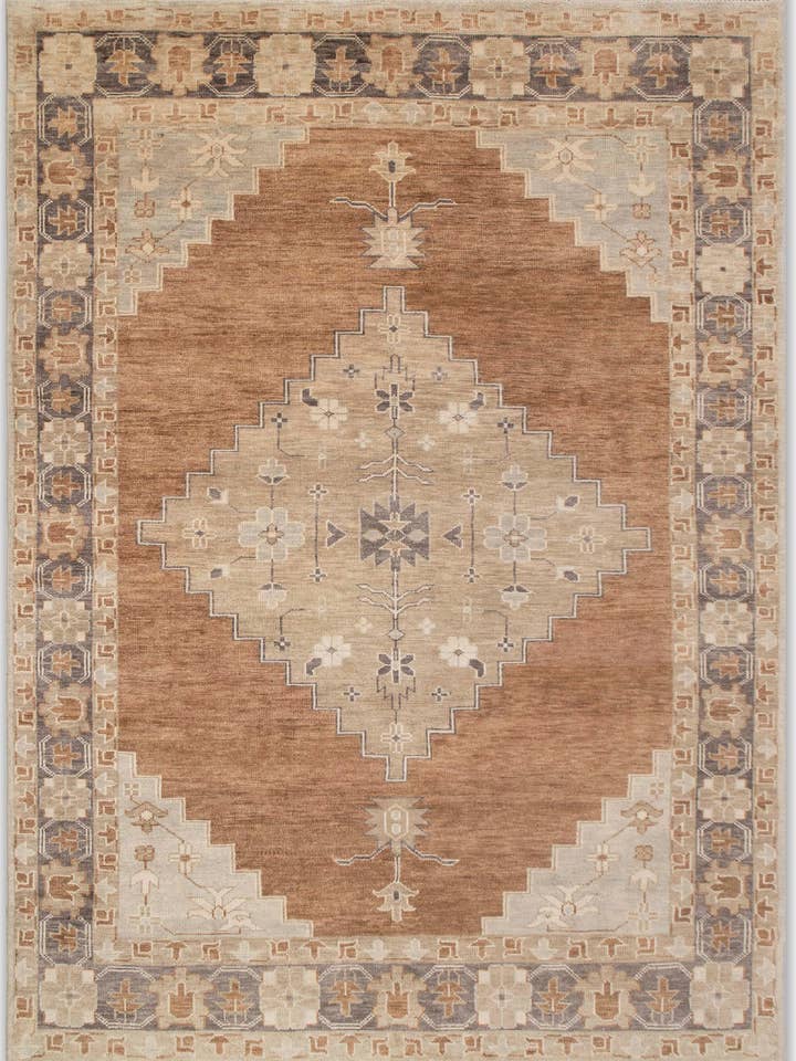 Coral Rust Gray Modern Persian Serapi Hand Knotted Wool Rug for wholesale by Aesthetic Homes LLC