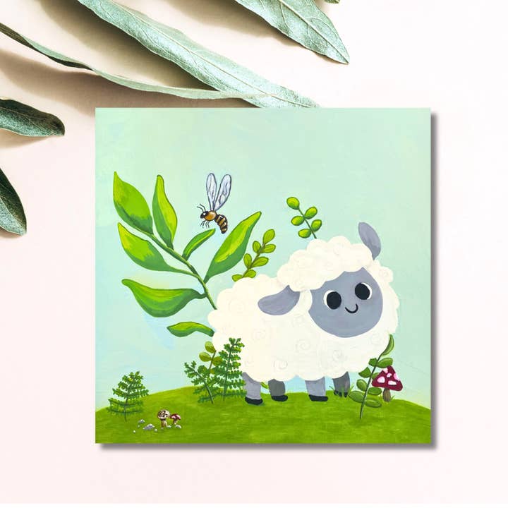 Sheep Painting, Original Art Print, Wall Art Decor, Animal Art Print for Nursery Kids Room for wholesale by bJenuineCo