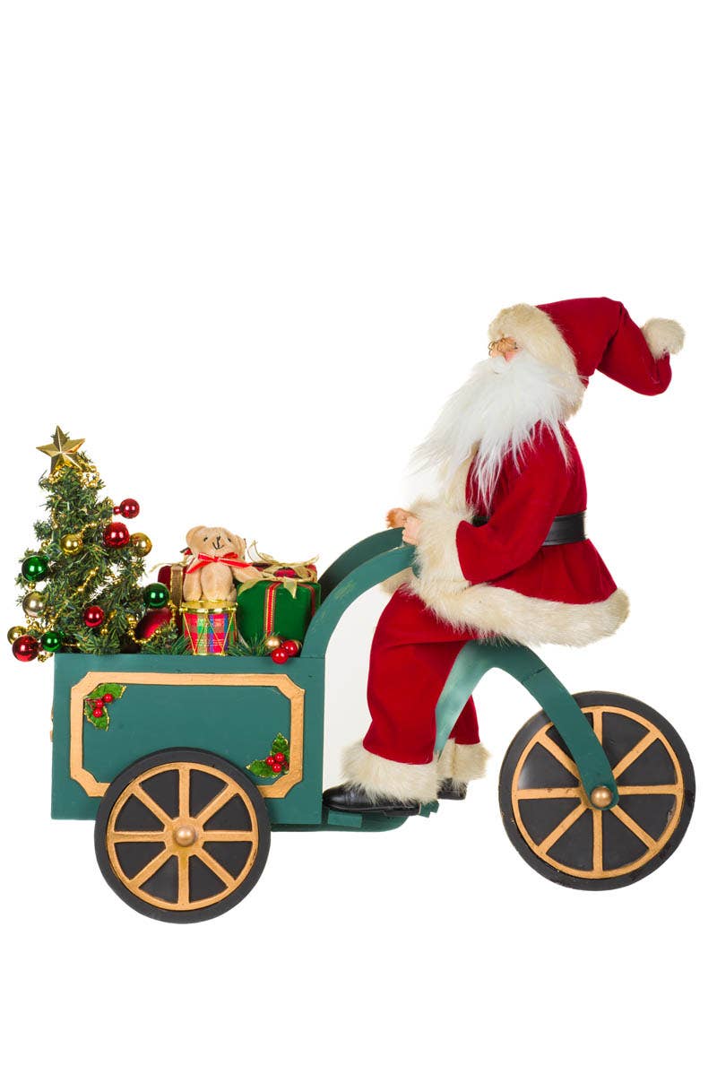 Starlight Collection - Vente Figurine décorative - NOUVEAU-Figurine de Père Noël en livraison spéciale avec chariot en bois et LED turquoise0