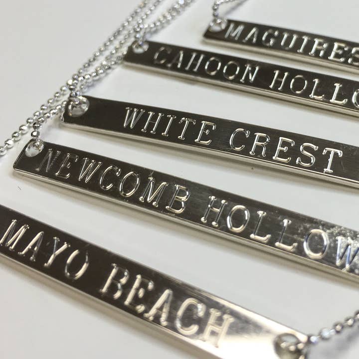 Custom Engraved Sterling Silver Necklace for wholesale by Fishgirl Designs