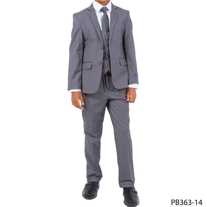 Mid Grey Perry Ellis Boys Suit, Slim-Fit 5pc (Includes Tie) for wholesale by Suits America