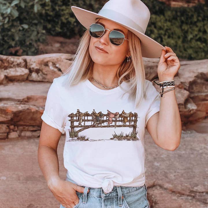 Buckin Barn Wholesale - Wholesale Screen Printed T-Shirt - Women's - Saddle tee0