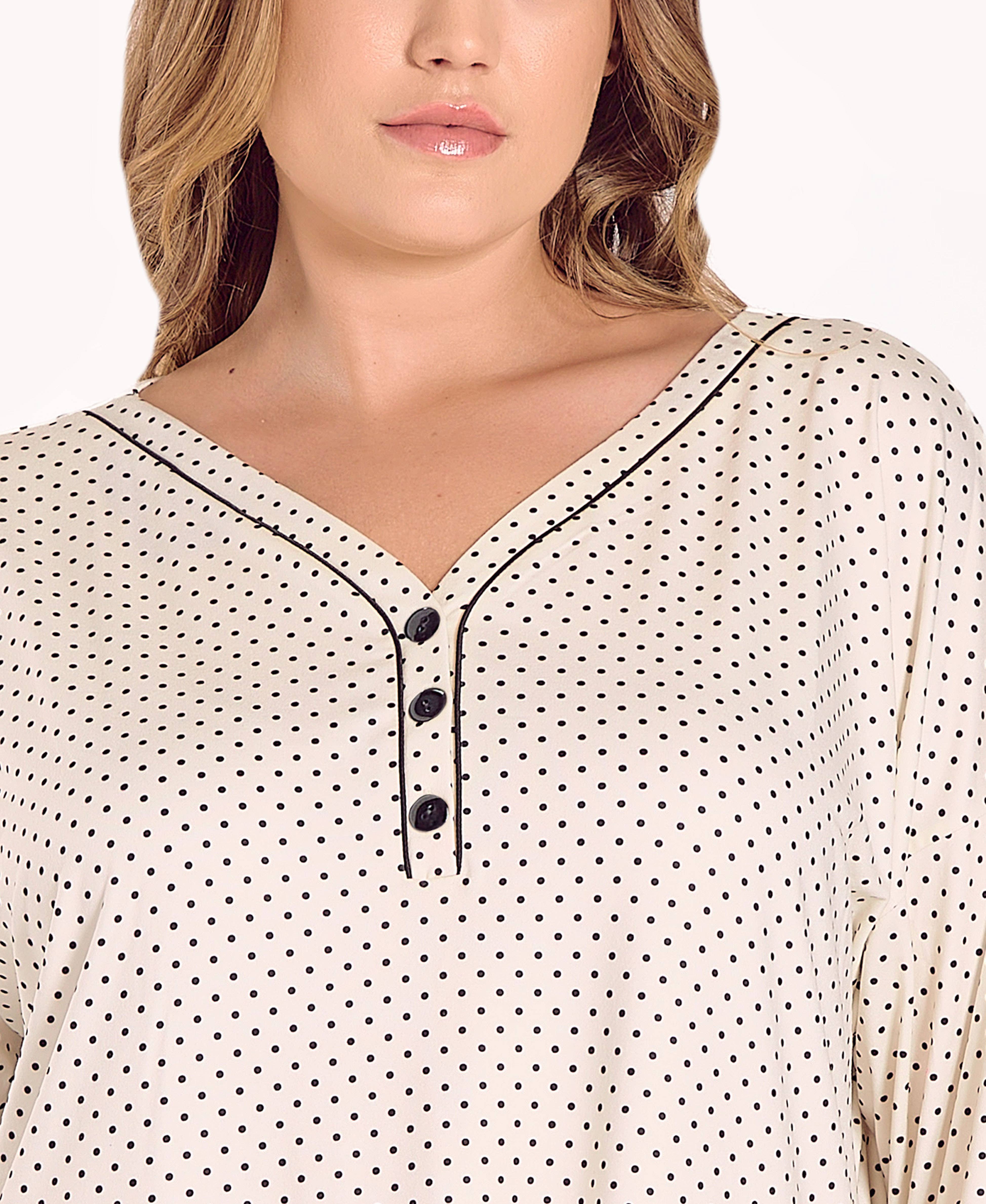 iCollection - Wholesale Nightgown - Women's - Calise Plus Size Stretch-Knit Black L/S Sleep Shirt-Dress5