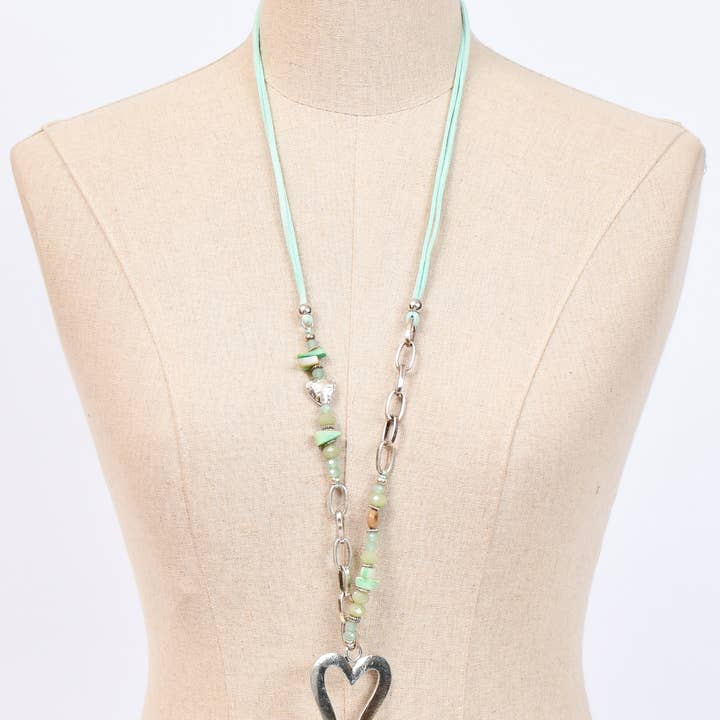 Victoria Moda - Wholesale Pendant/charm necklace - Long necklace with heart and beads0