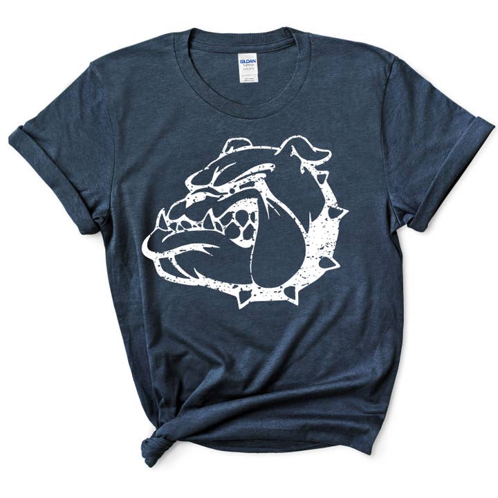 American Threadz Apparel - Wholesale Screen Printed T-Shirt - Women's - Distressed Bulldog Head Custom Mascot Tee