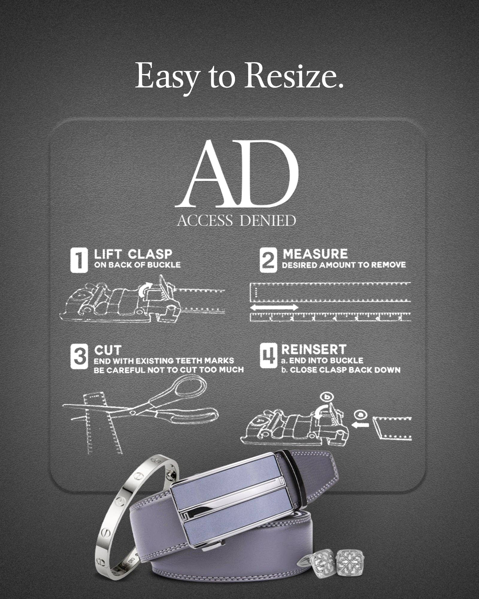 Access Denied Accessories - Venta al por mayor Cinturón - Hombre - Cinturones de Cuero con Trinquete para Hombre con Hebilla Deslizante Automática2