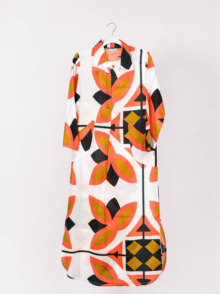 ModaPosa - Wholesale Dress - Women's - Gabriella Maxi Caftan Shirt Dress Bronze Pink Black Spring2